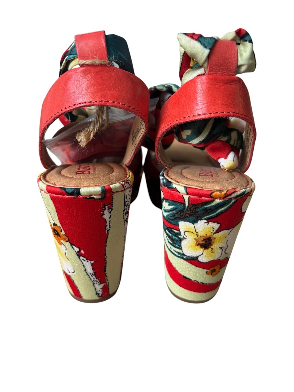 BORN Red Leather Salton Wedge Sandal - Picture 3 of 12